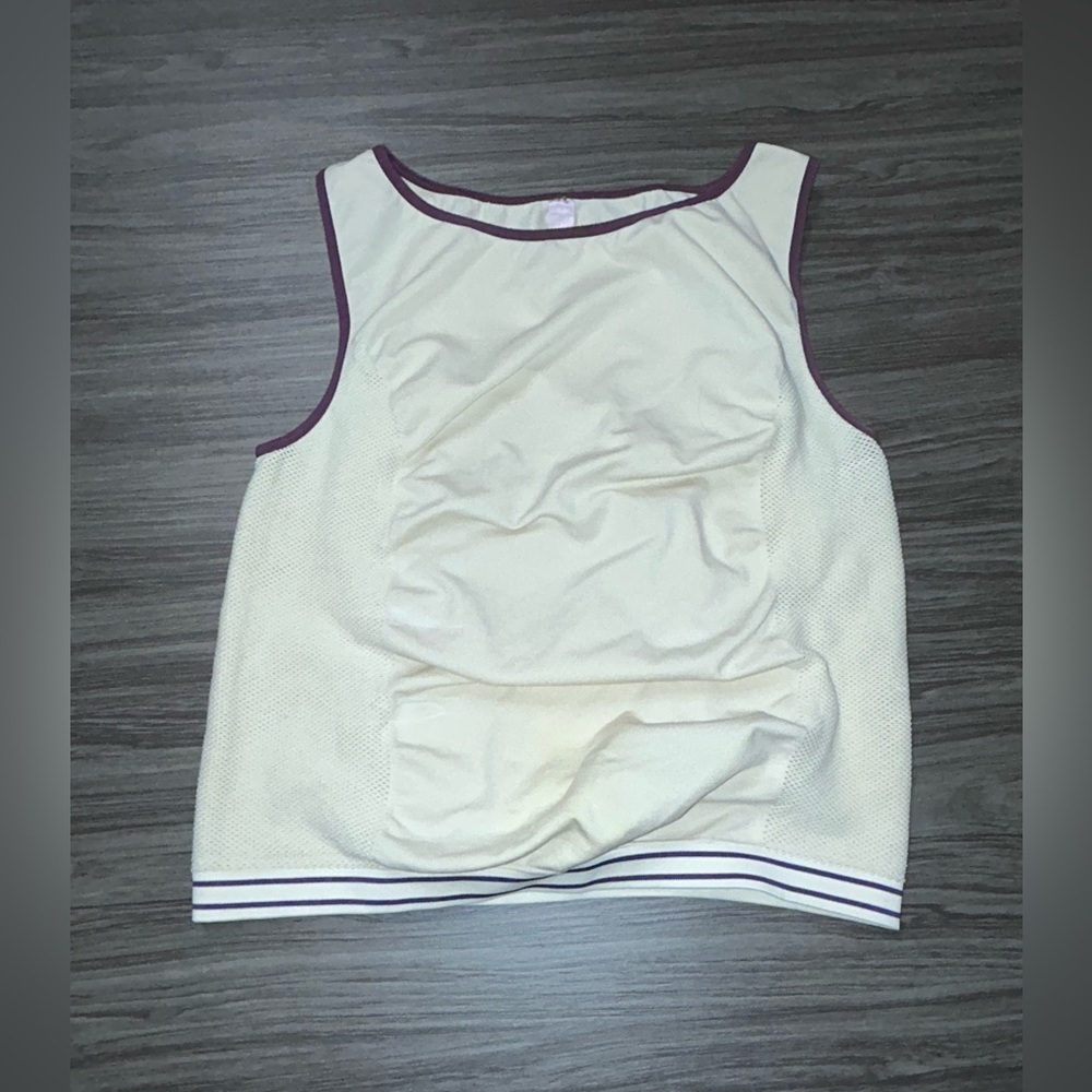 Victoria secret compression mesh cream and purple tank top size Large